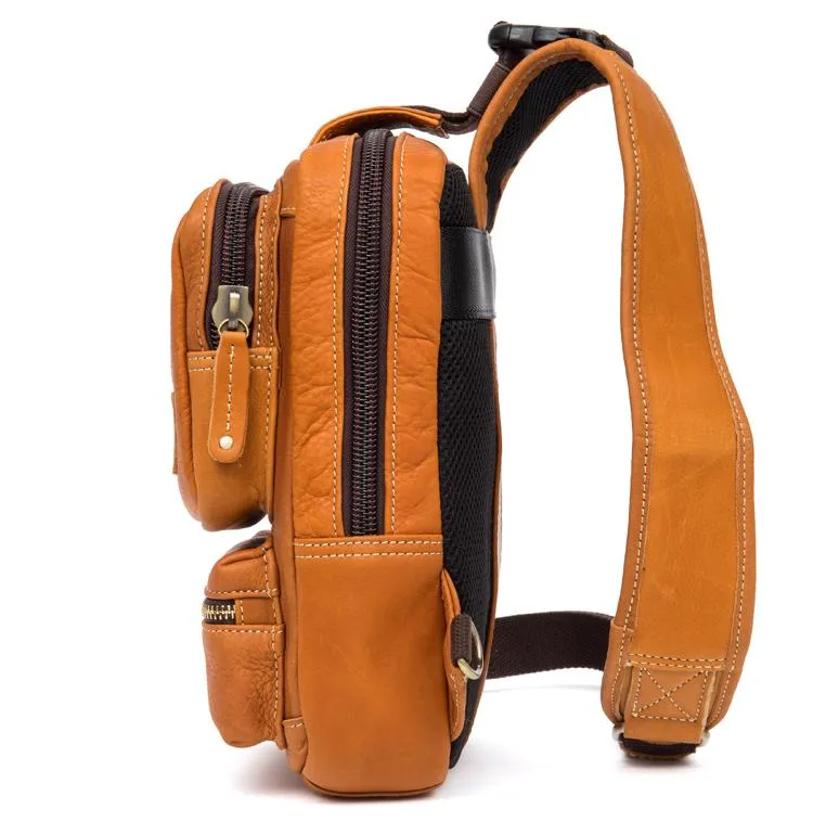 Leather Mens Cool Sling Bag Crossbody Bag Chest Bag for men
