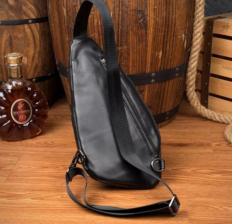 Leather Mens Cool Sling Bag Crossbody Bag Chest Bag for men