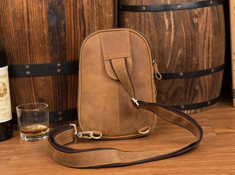 Leather Mens Cool Sling Bag Crossbody Bag Chest Bag for men