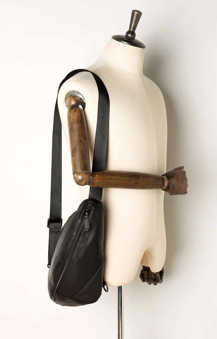Leather Mens Cool Sling Bag Crossbody Bag Chest Bag for men