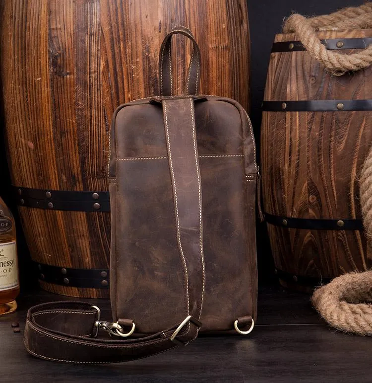 Leather Mens Cool Sling Bag Crossbody Bag Chest Bag for men