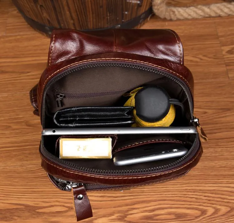 Leather Mens Cool Sling Bag Crossbody Bag Chest Bag for men