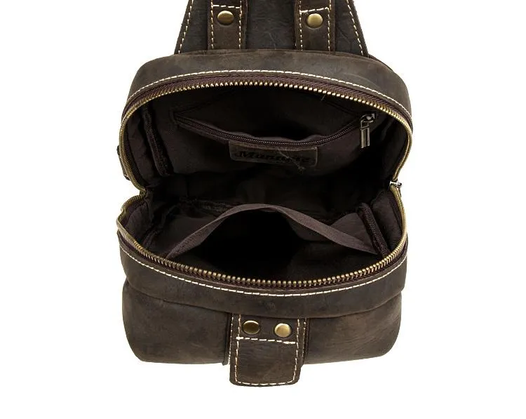 Leather Mens Cool Sling Bag Crossbody Bag Chest Bag for men