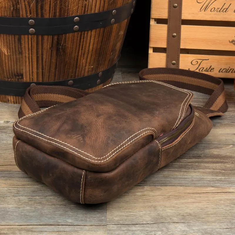 Leather Mens Cool Sling Bag Crossbody Bag Chest Bag for men