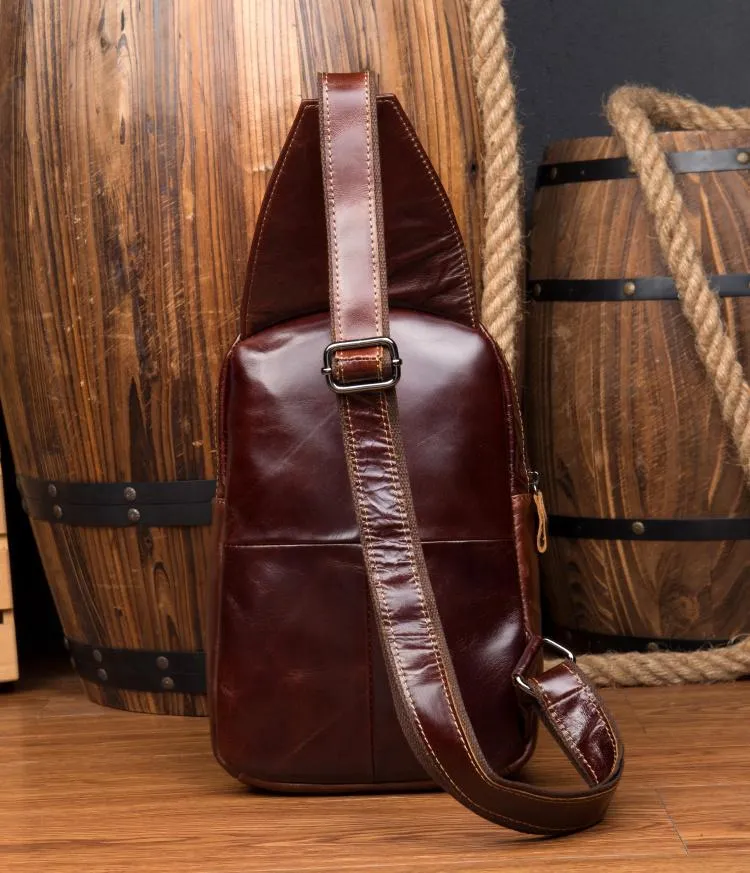 Leather Mens Cool Sling Bag Crossbody Bag Chest Bag for men