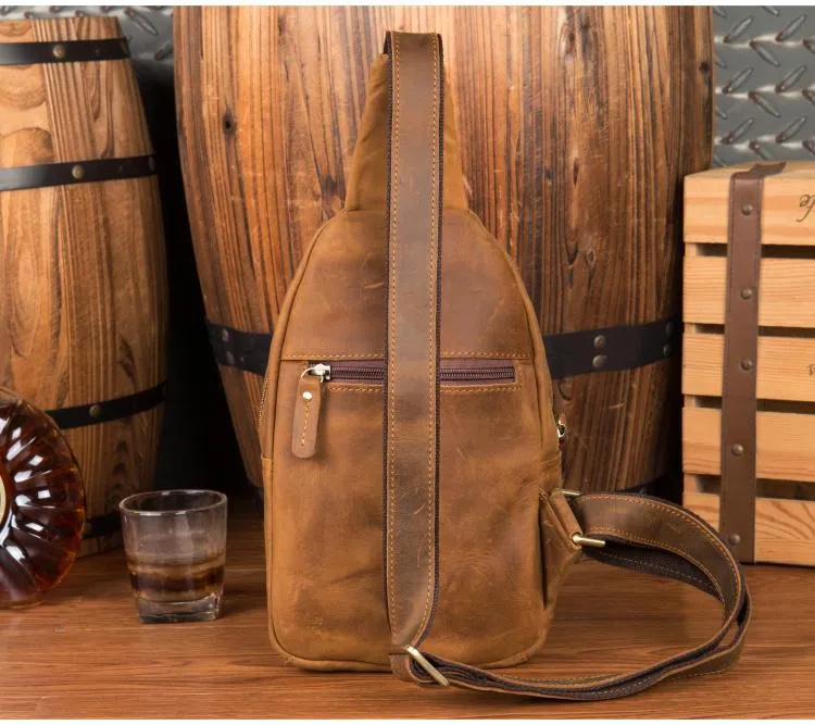 Leather Mens Cool Sling Bag Crossbody Bag Chest Bag for men