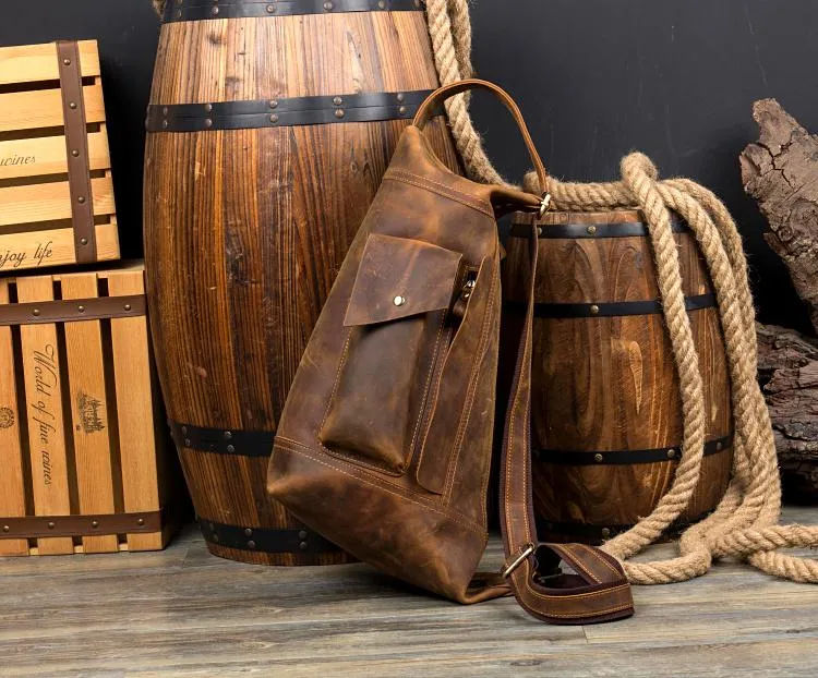 Leather Mens Cool Sling Bag Crossbody Bag Chest Bag for men