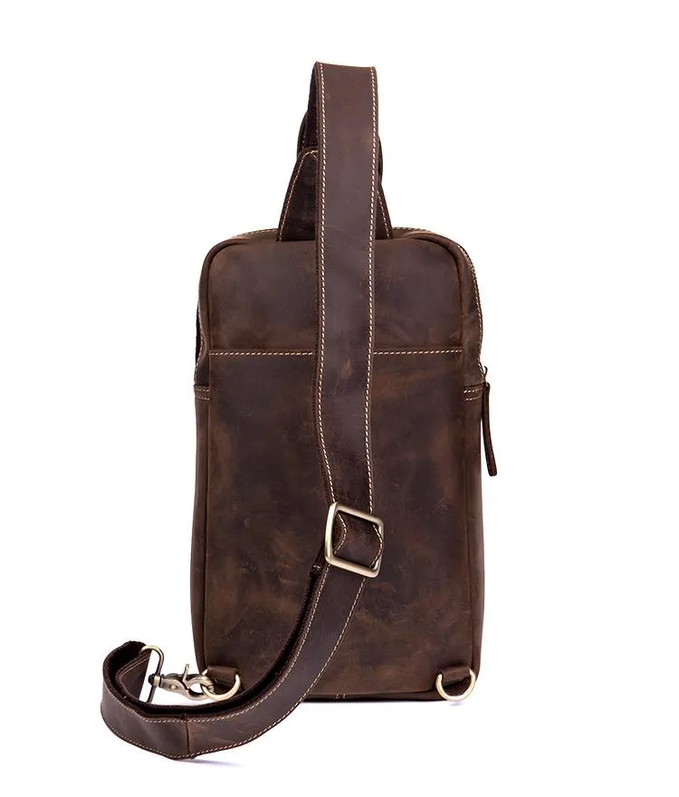 Leather Mens Cool Sling Bag Crossbody Bag Chest Bag for men