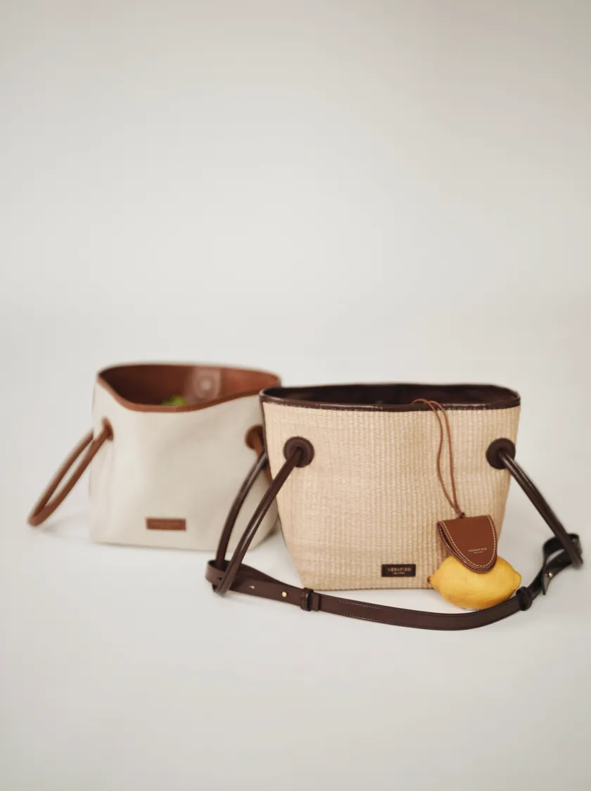 Leather-trimmed Raffia Bucket Bag(Pre-Order. Will Ship Mid-May)
