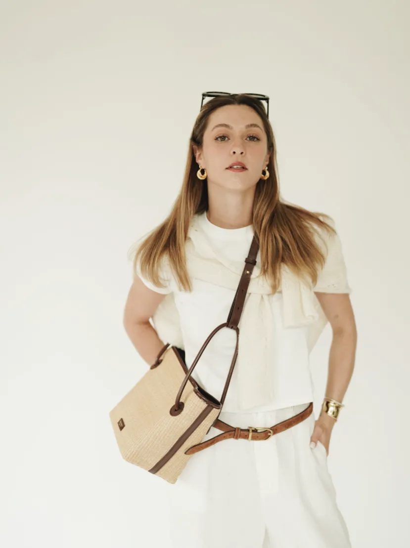 Leather-trimmed Raffia Bucket Bag(Pre-Order. Will Ship Mid-May)