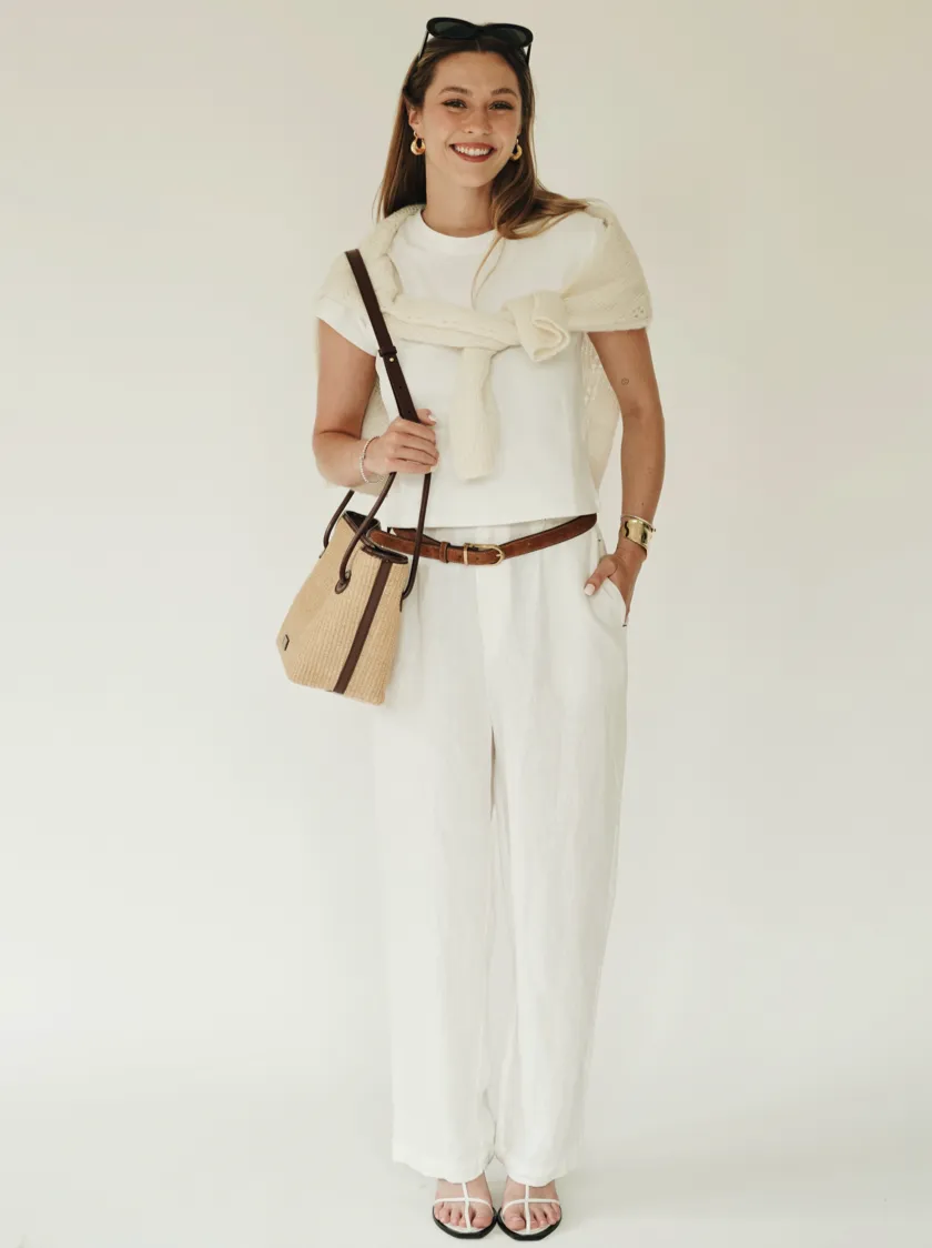 Leather-trimmed Raffia Bucket Bag(Pre-Order. Will Ship Mid-May)