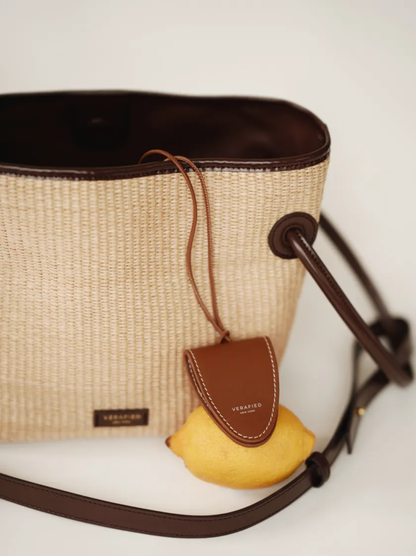Leather-trimmed Raffia Bucket Bag(Pre-Order. Will Ship Mid-May)
