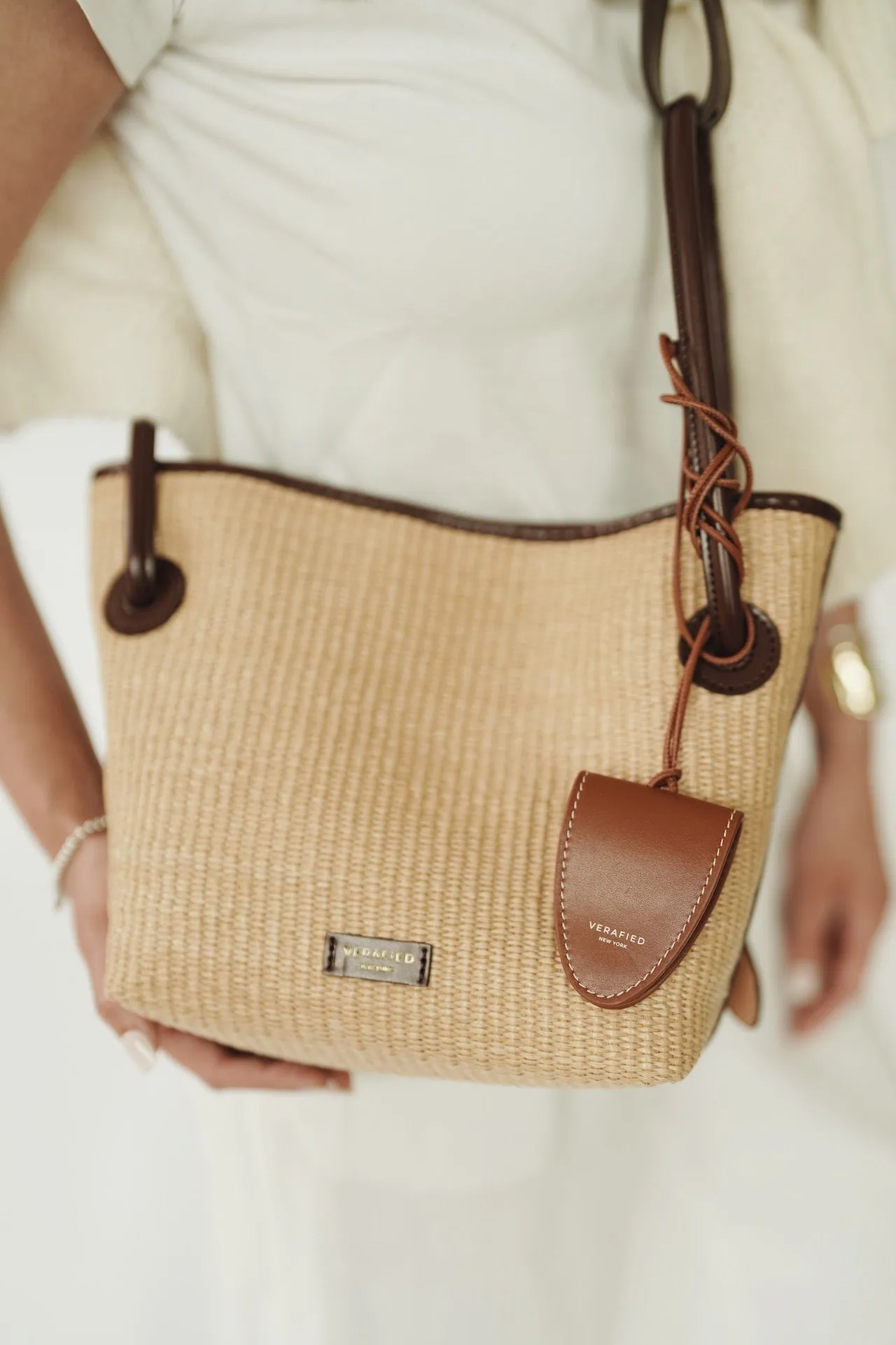 Leather-trimmed Raffia Bucket Bag(Pre-Order. Will Ship Mid-May)