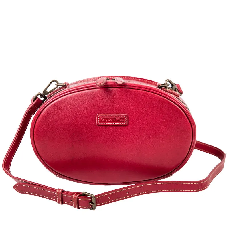 Leather Womens Round Handbag Crossbody Bag Shoulder Bag Purse For Women