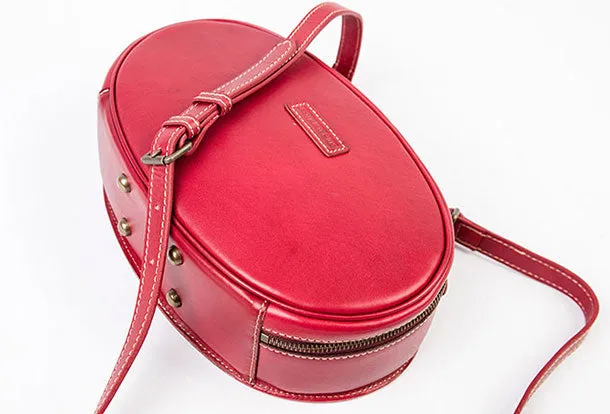 Leather Womens Round Handbag Crossbody Bag Shoulder Bag Purse For Women
