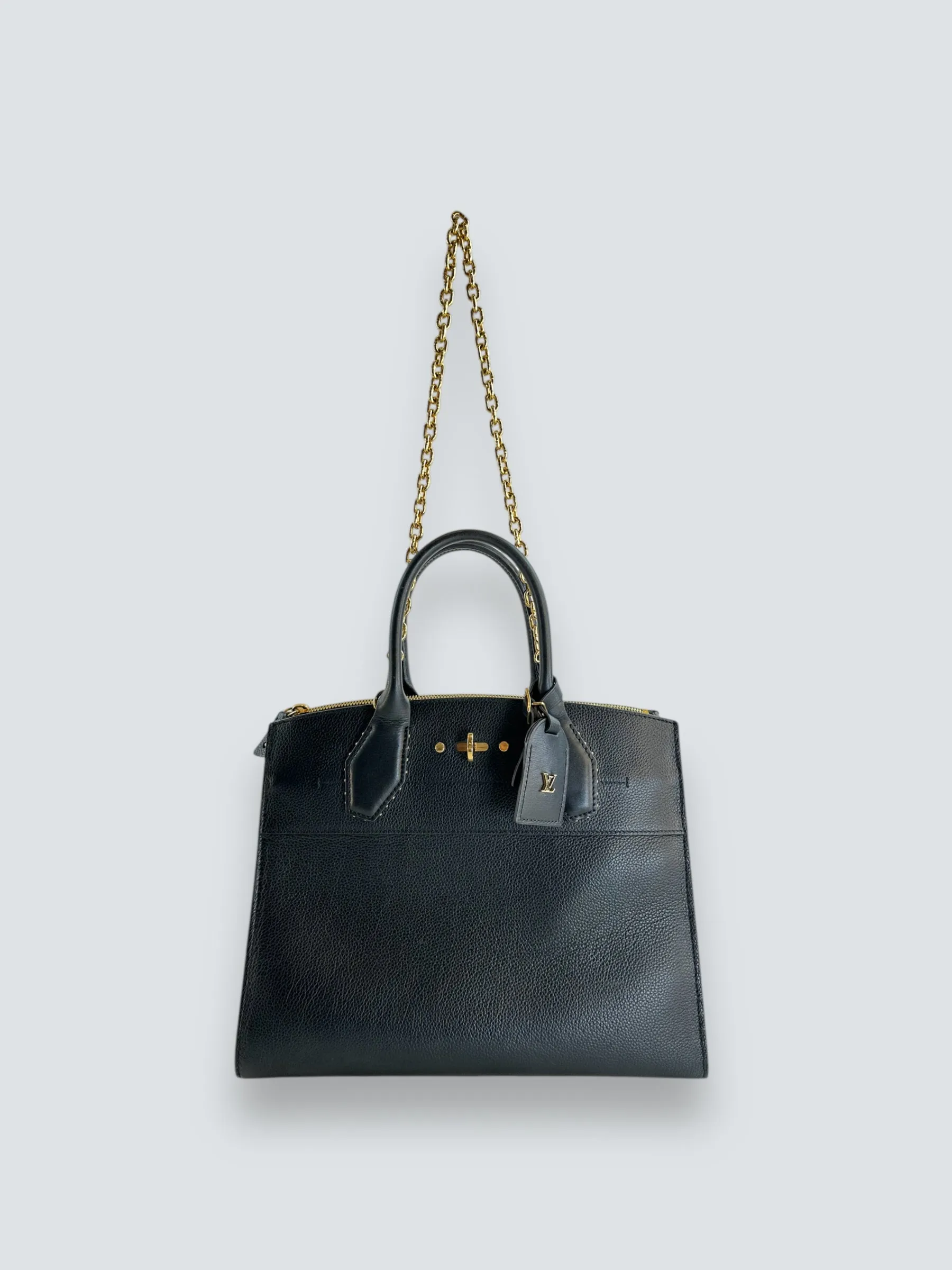 Louis Vuitton Black Leather City Steamer Tote