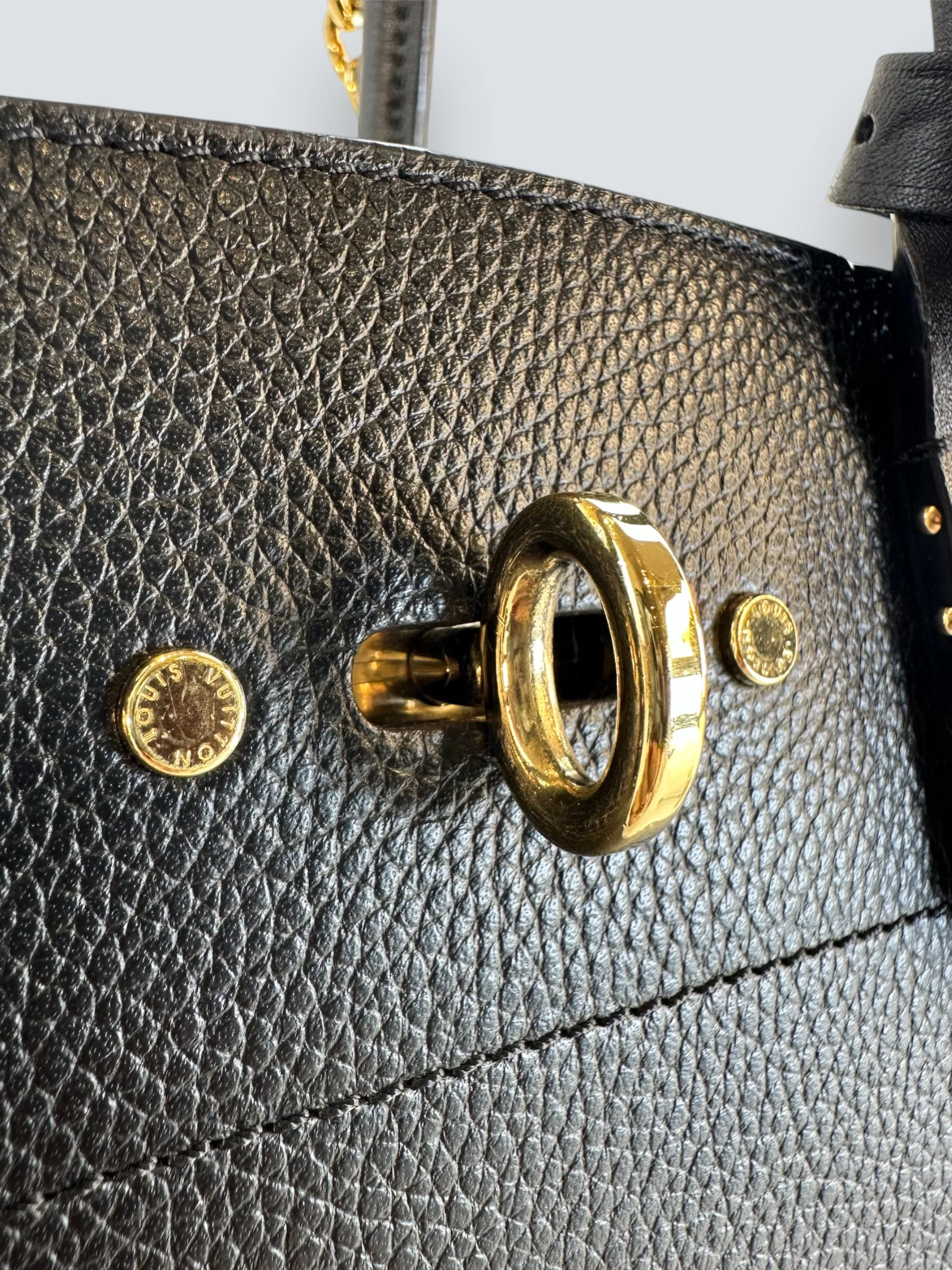 Louis Vuitton Black Leather City Steamer Tote