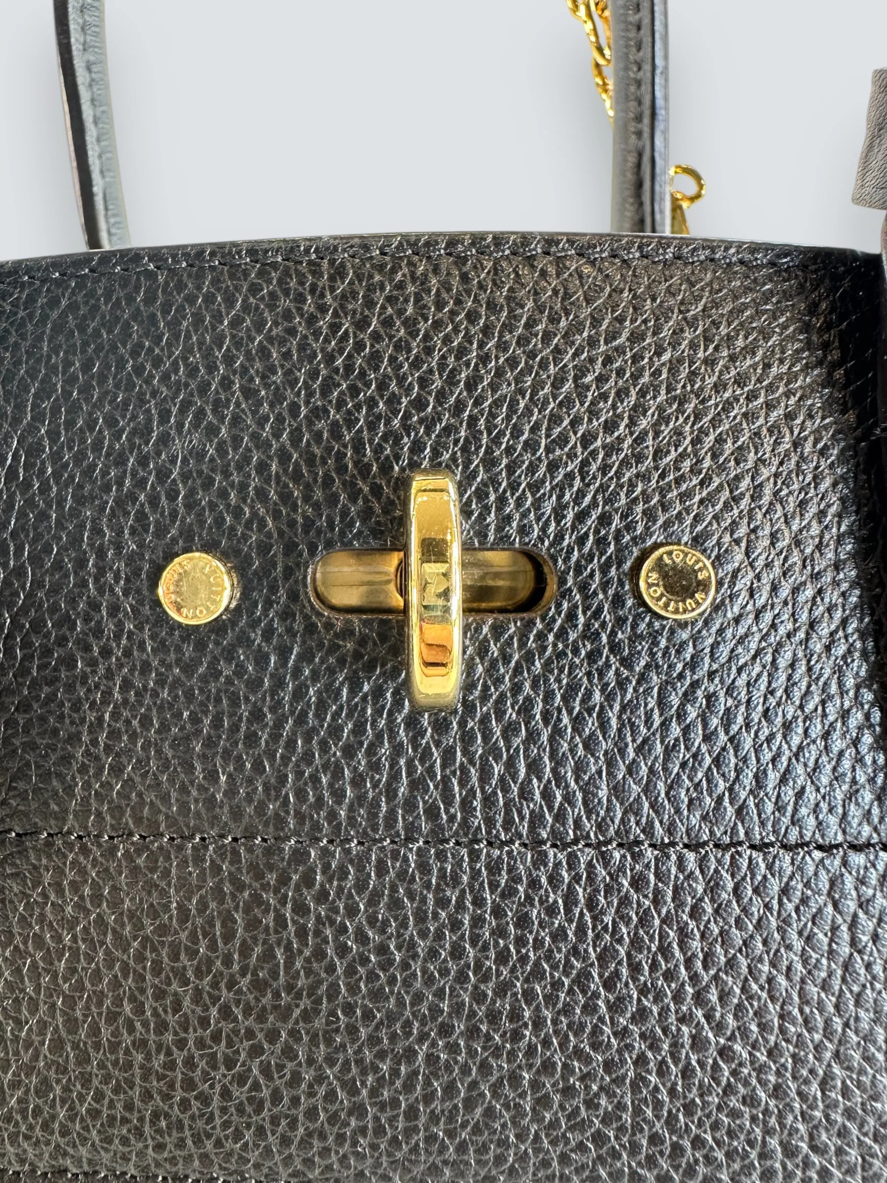 Louis Vuitton Black Leather City Steamer Tote