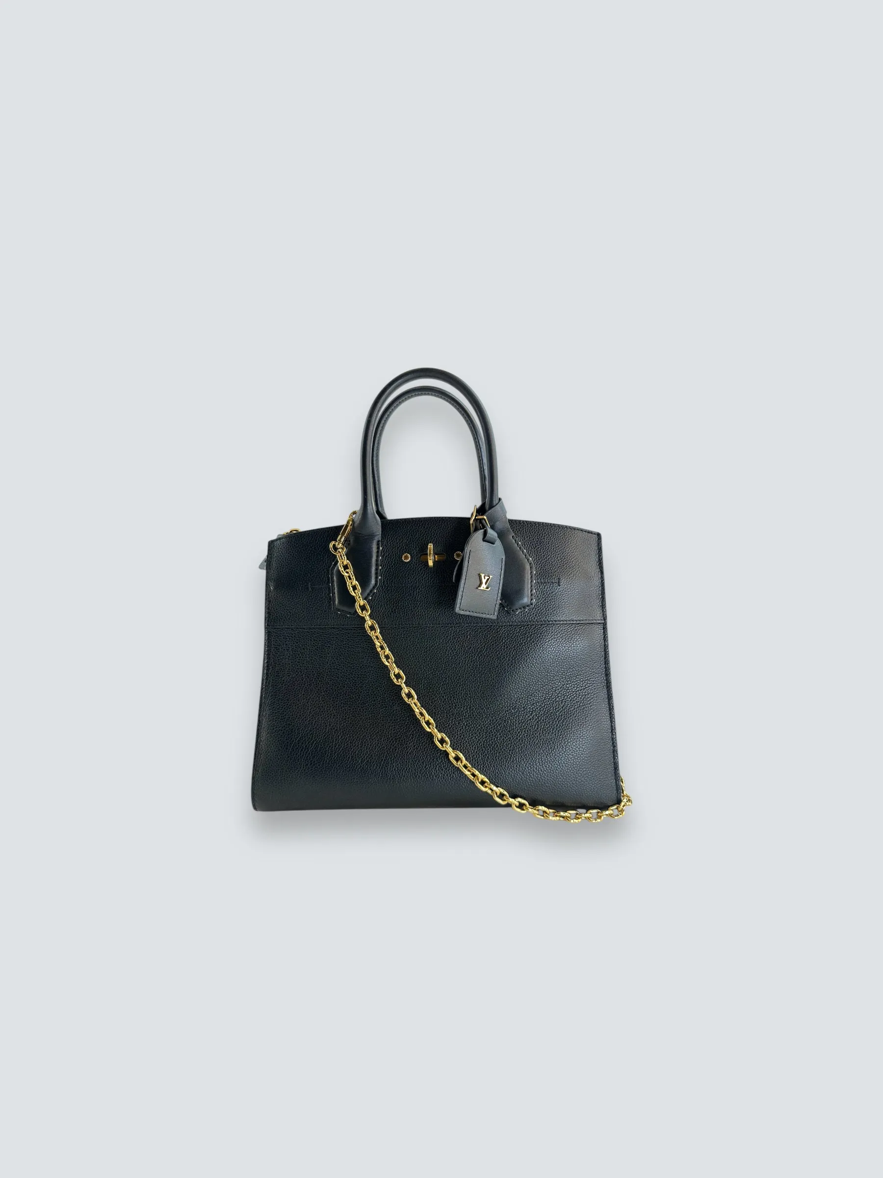 Louis Vuitton Black Leather City Steamer Tote