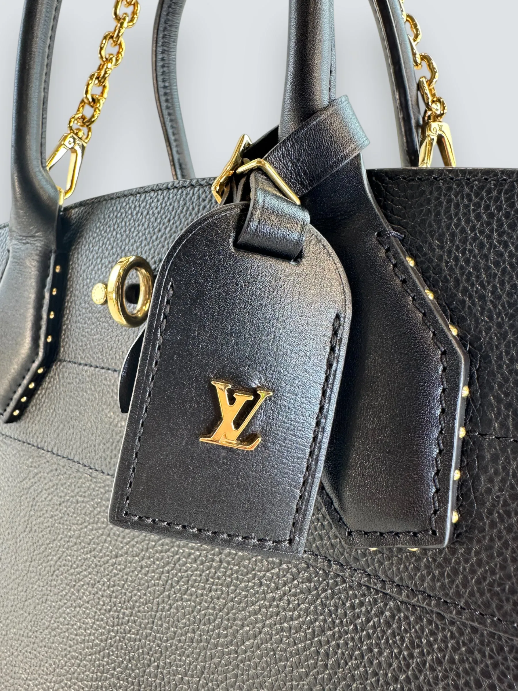 Louis Vuitton Black Leather City Steamer Tote