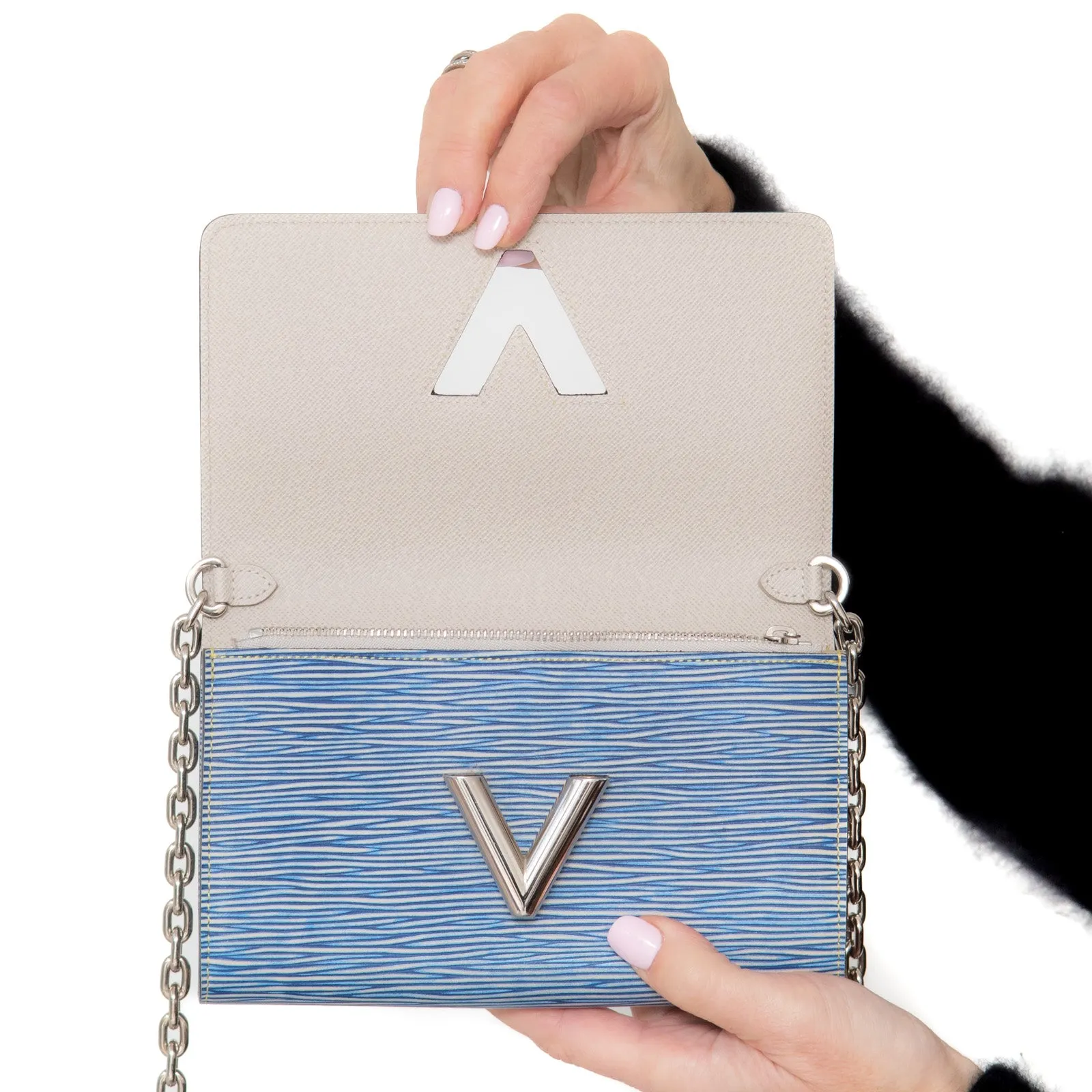 Louis Vuitton Twist Chain Light Denim Epi Leather Wallet On Chain Bag