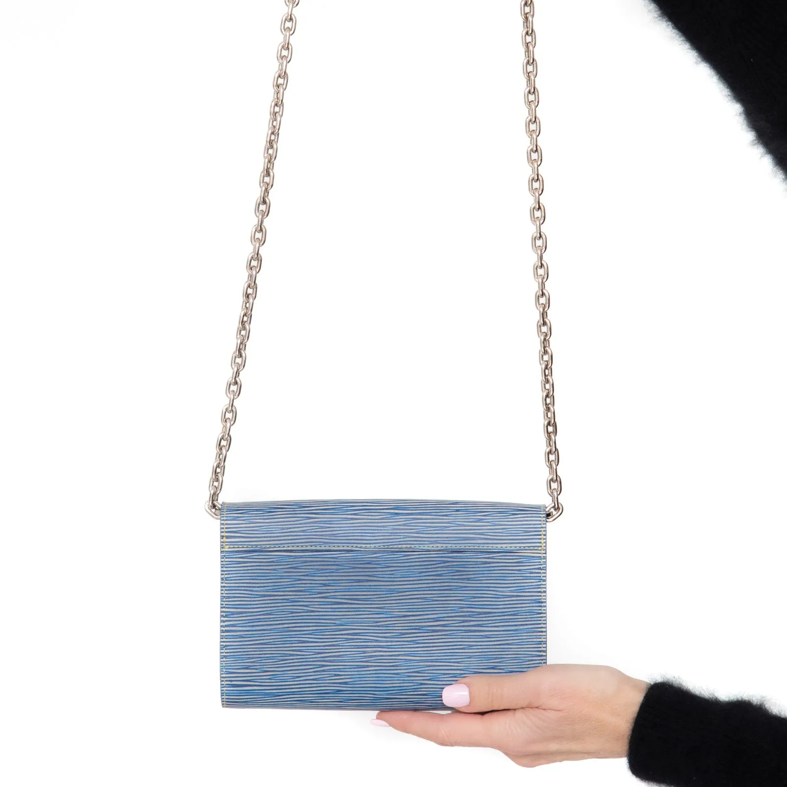 Louis Vuitton Twist Chain Light Denim Epi Leather Wallet On Chain Bag