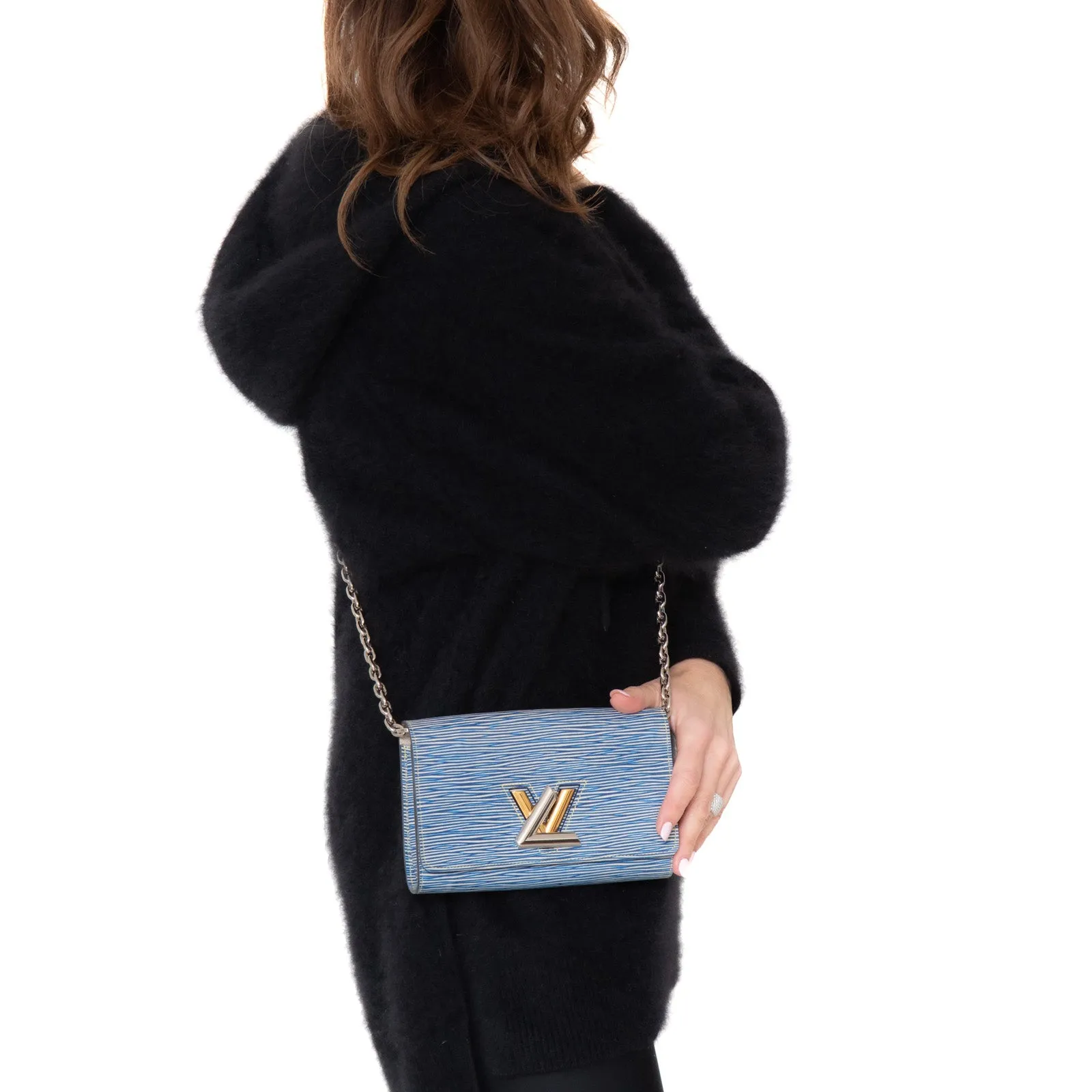 Louis Vuitton Twist Chain Light Denim Epi Leather Wallet On Chain Bag