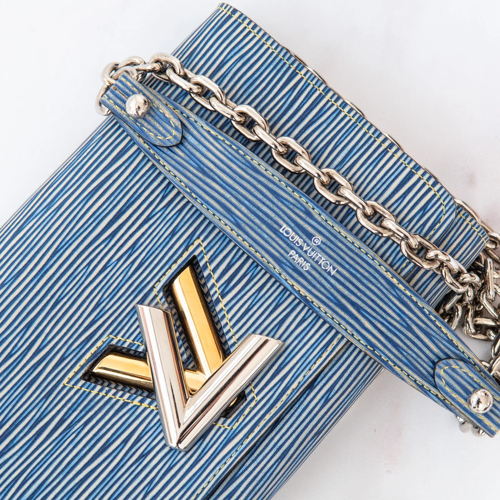 Louis Vuitton Twist Chain Light Denim Epi Leather Wallet On Chain Bag