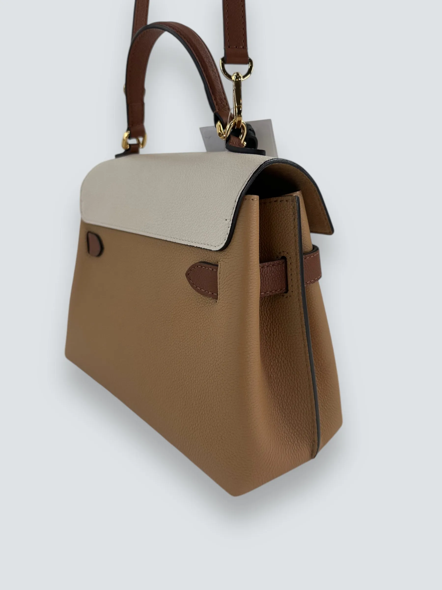 Louis Vuitton Two-Tone Cream & Tan Grained Calfskin Leather Lockme Ever BB