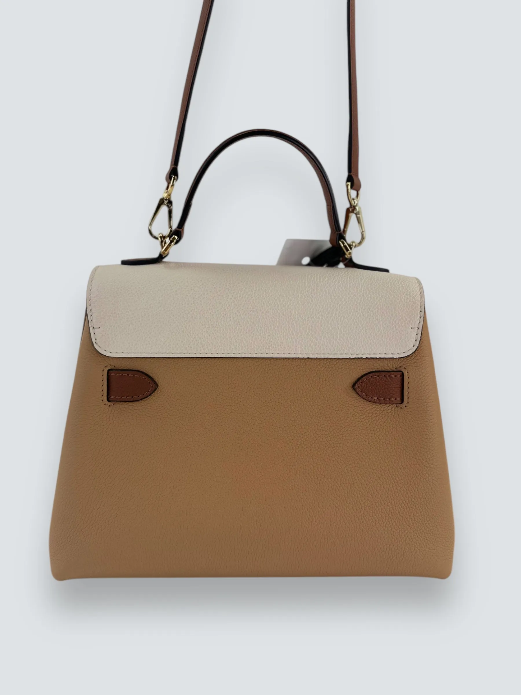 Louis Vuitton Two-Tone Cream & Tan Grained Calfskin Leather Lockme Ever BB