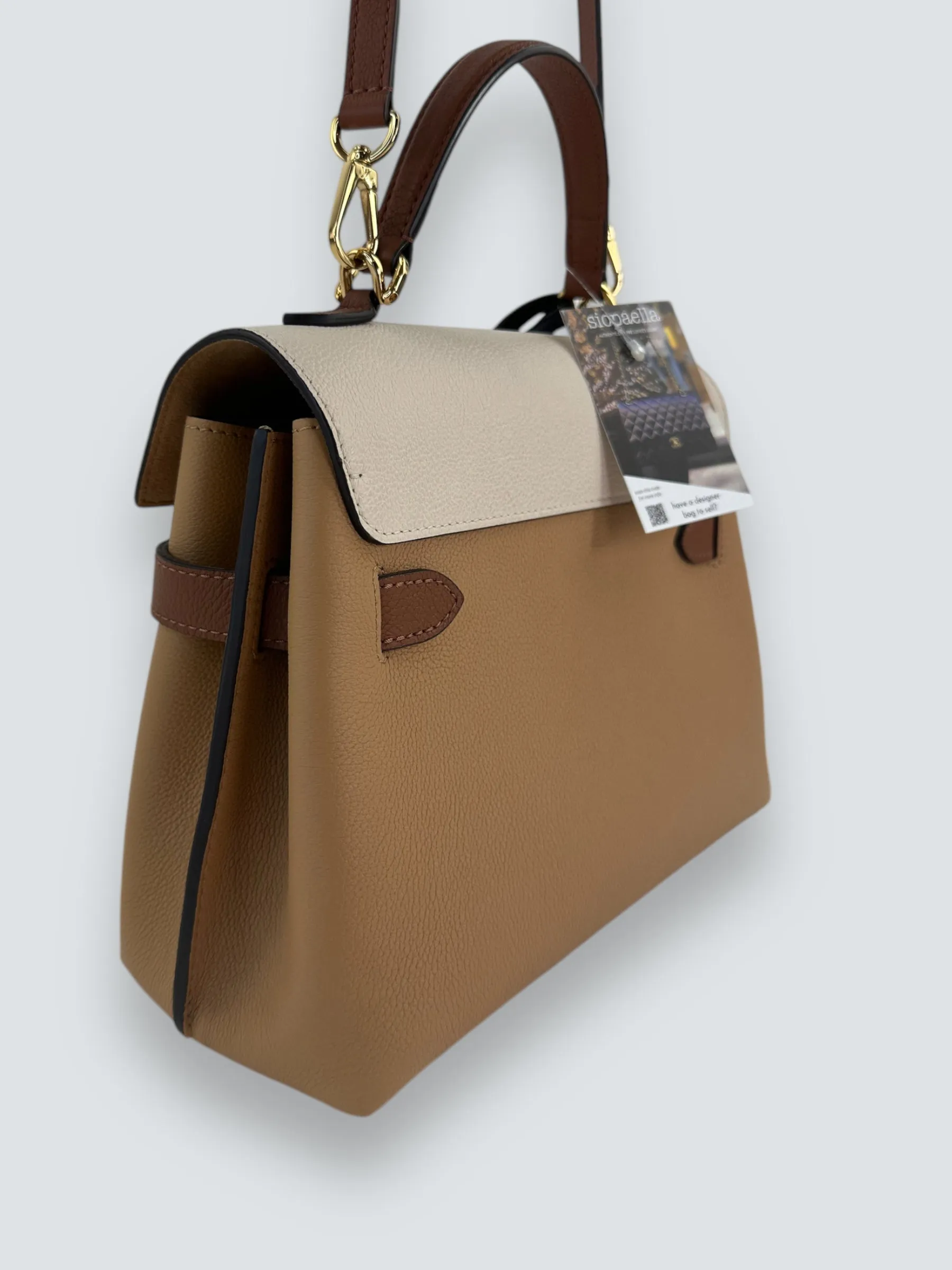 Louis Vuitton Two-Tone Cream & Tan Grained Calfskin Leather Lockme Ever BB