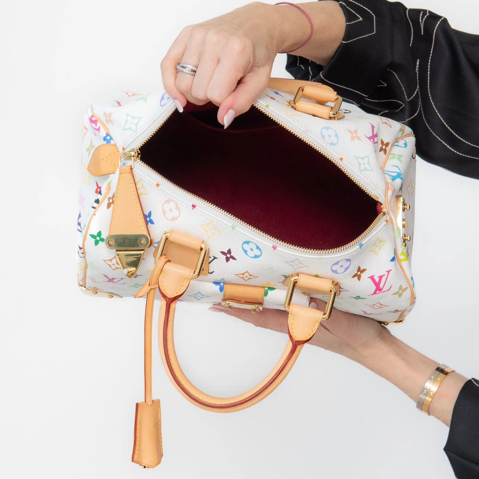 Louis Vuitton X Takashi Murakami Multicolore White Speedy 30 Bag