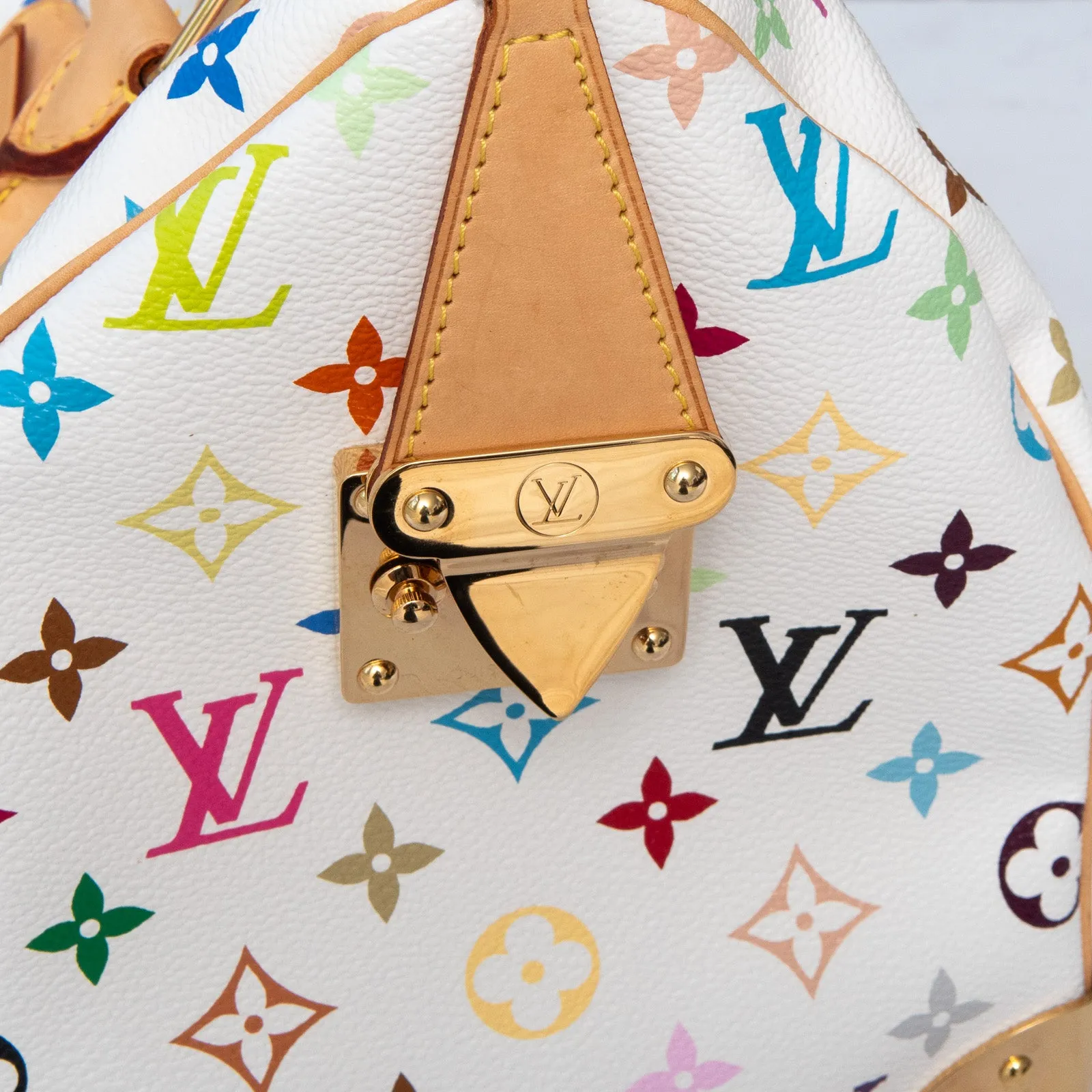 Louis Vuitton X Takashi Murakami Multicolore White Speedy 30 Bag