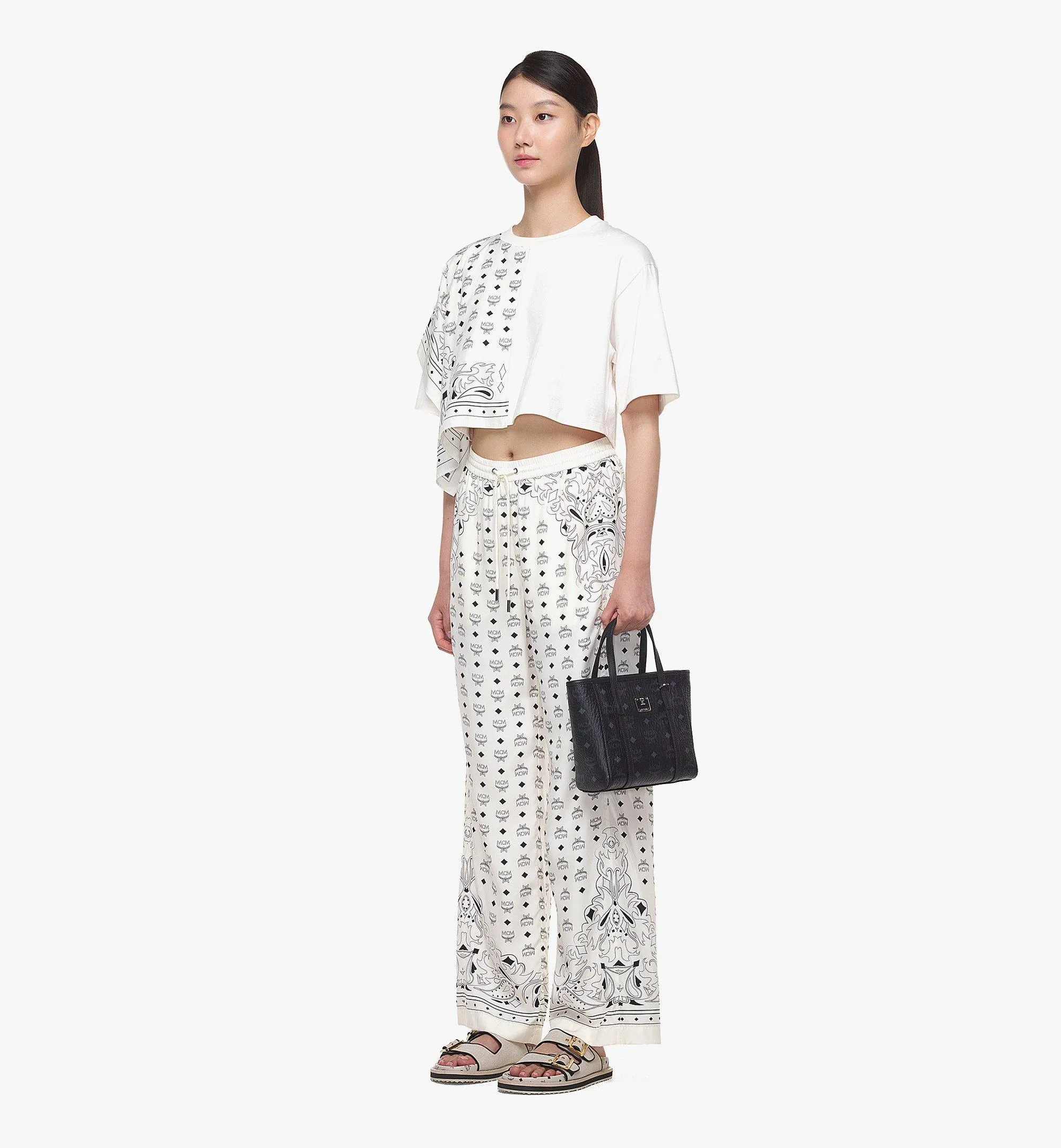 M.C.M AREN TOP-ZIP SHOPPER IN VISETOS HANDBAG