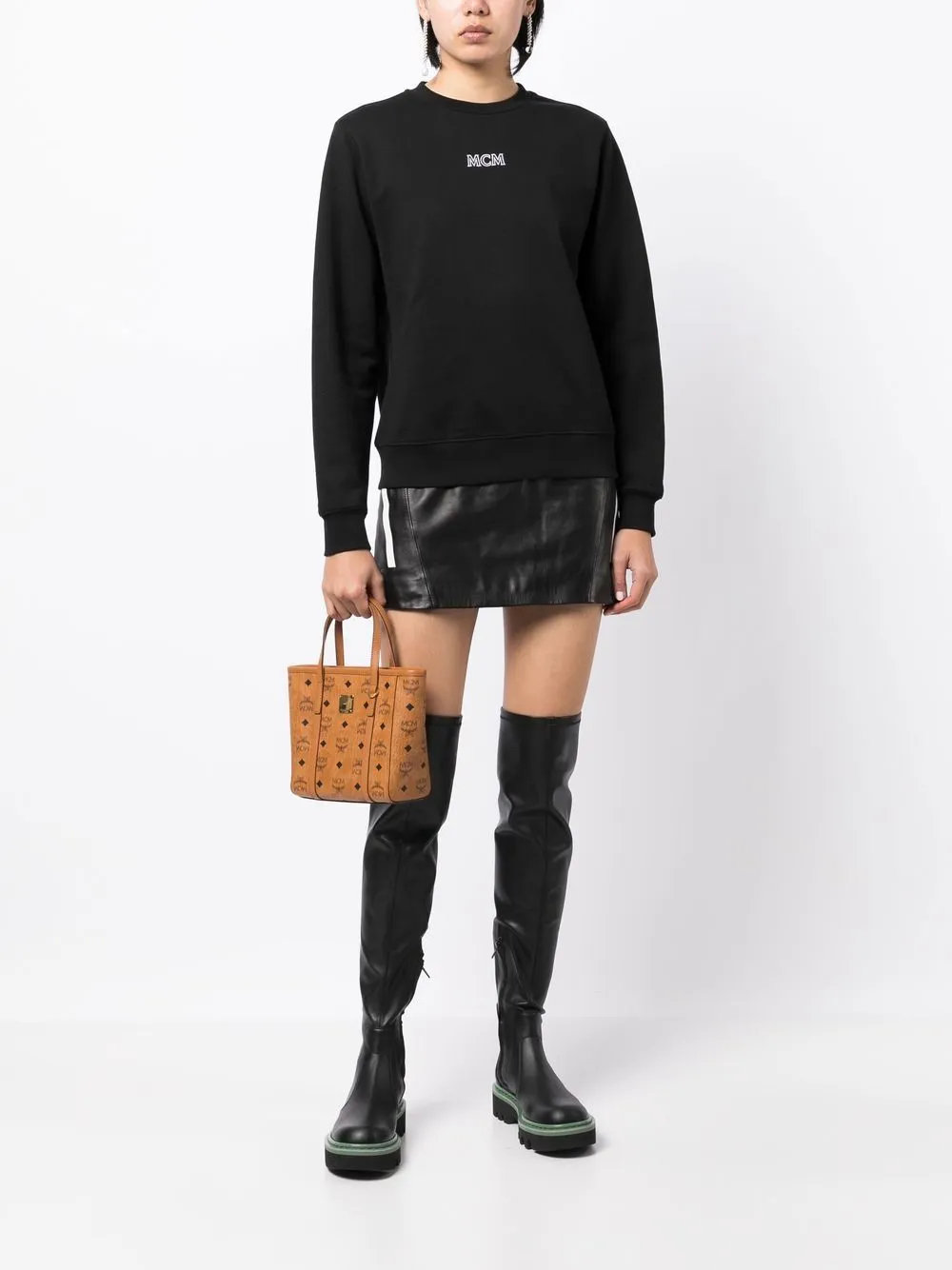 M.C.M AREN TOP-ZIP SHOPPER IN VISETOS HANDBAG