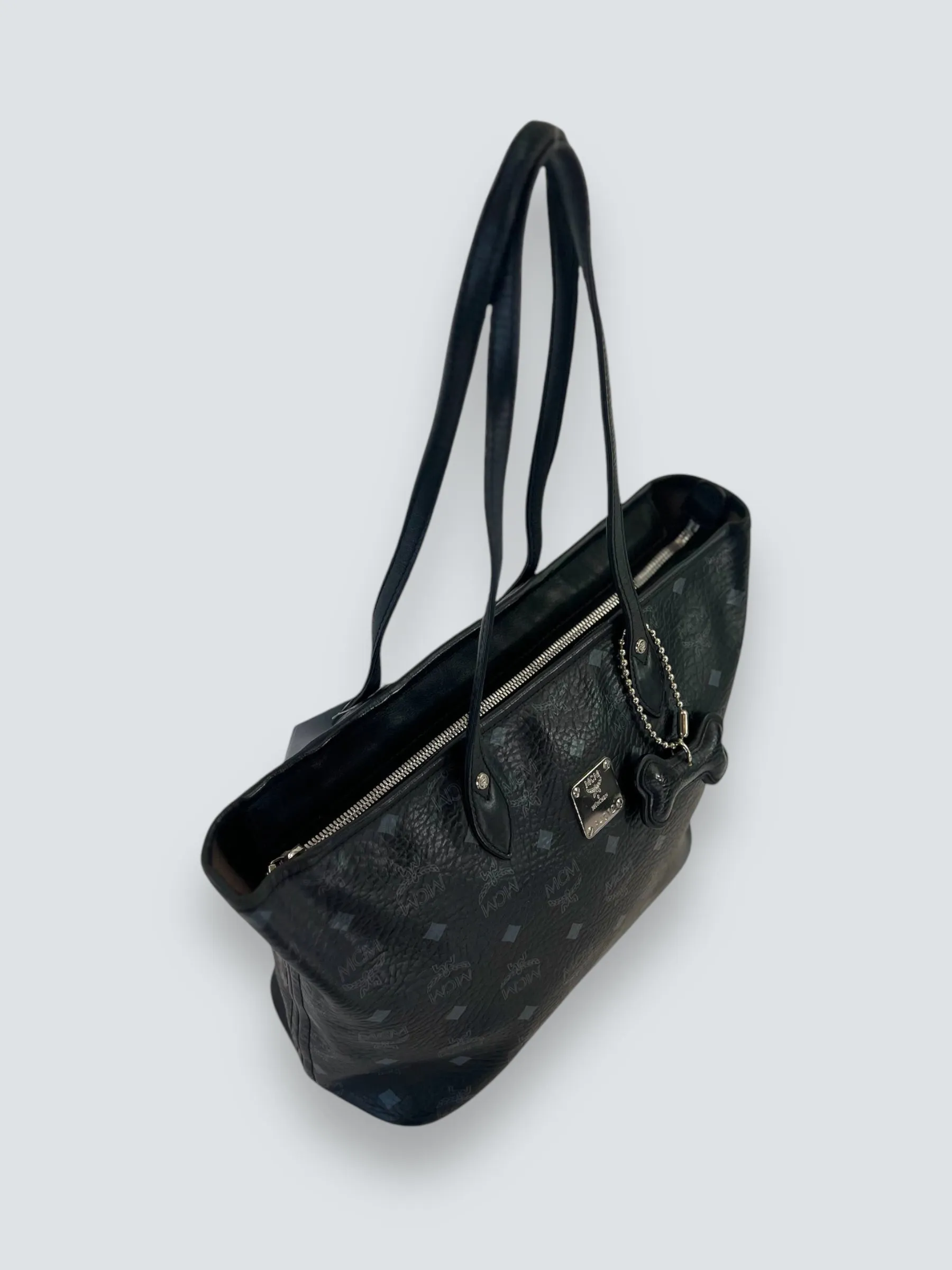 MCM Black Monogram Canvas Tote