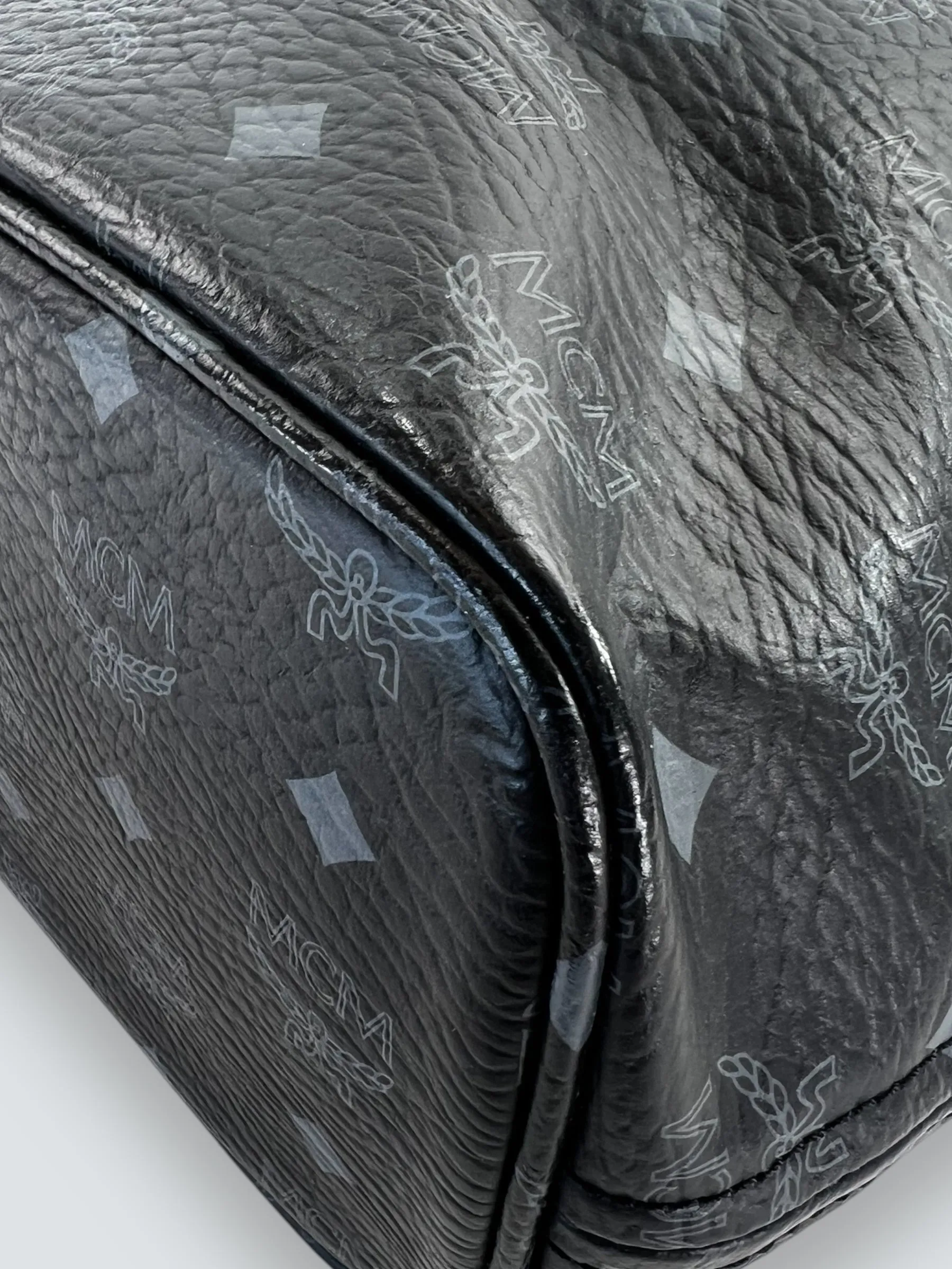 MCM Black Monogram Canvas Tote