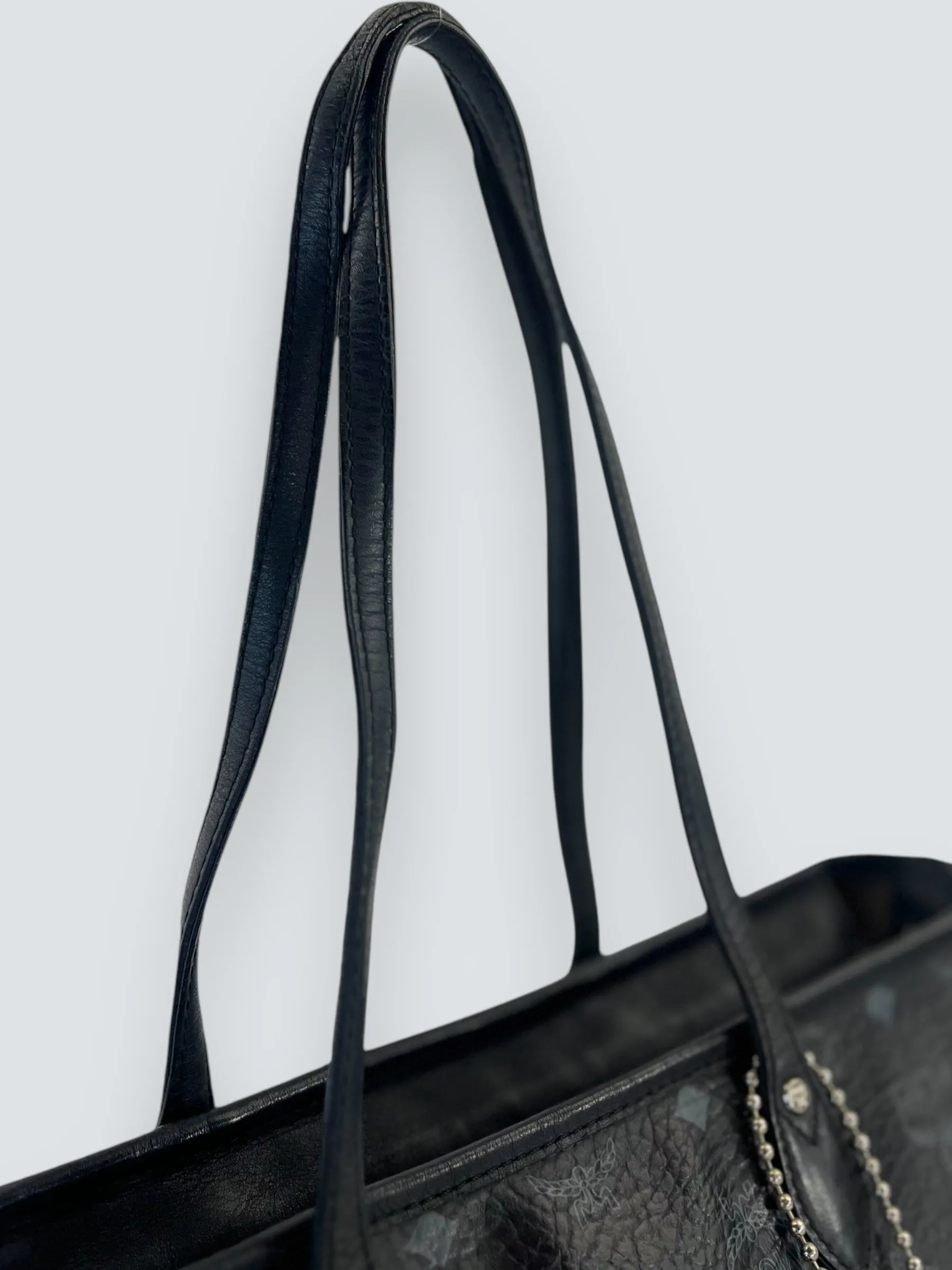 MCM Black Monogram Canvas Tote