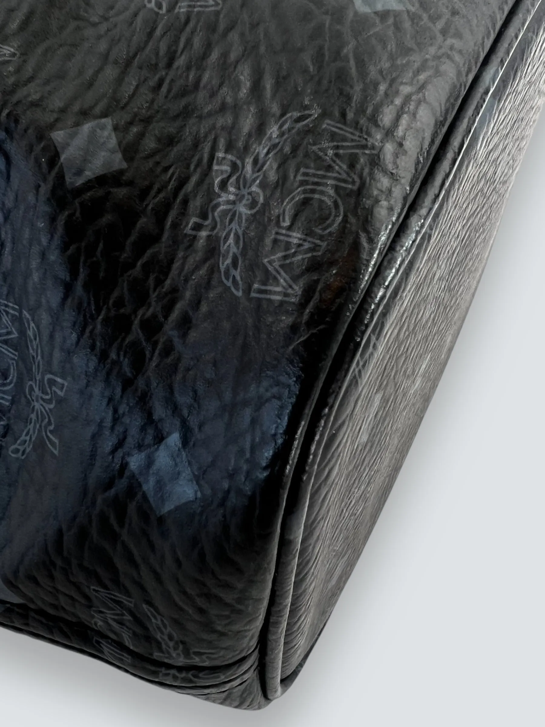 MCM Black Monogram Canvas Tote