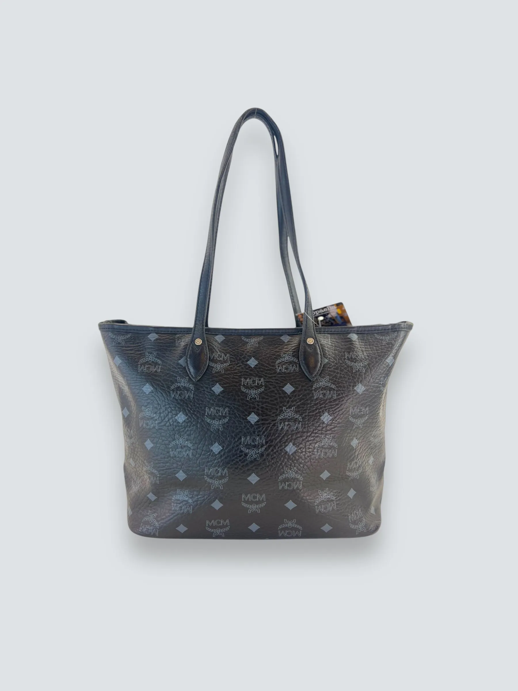 MCM Black Monogram Canvas Tote