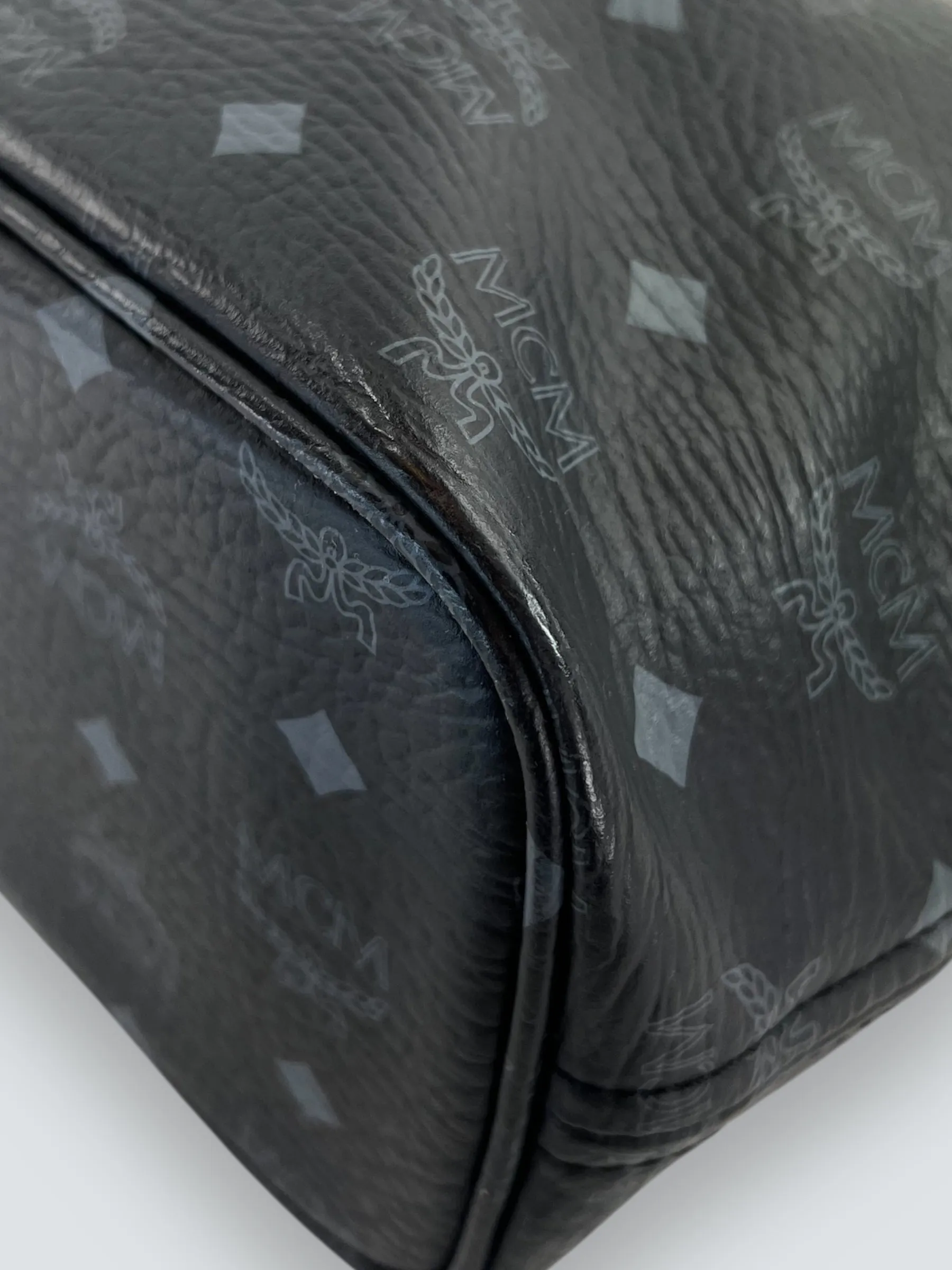 MCM Black Monogram Canvas Tote