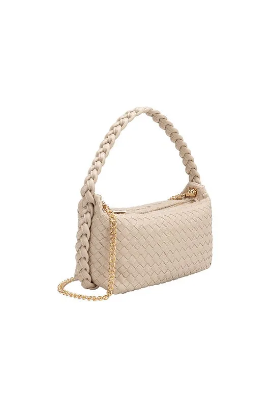 Melie Bianco Alma Ivory Woven Shoulder Bag