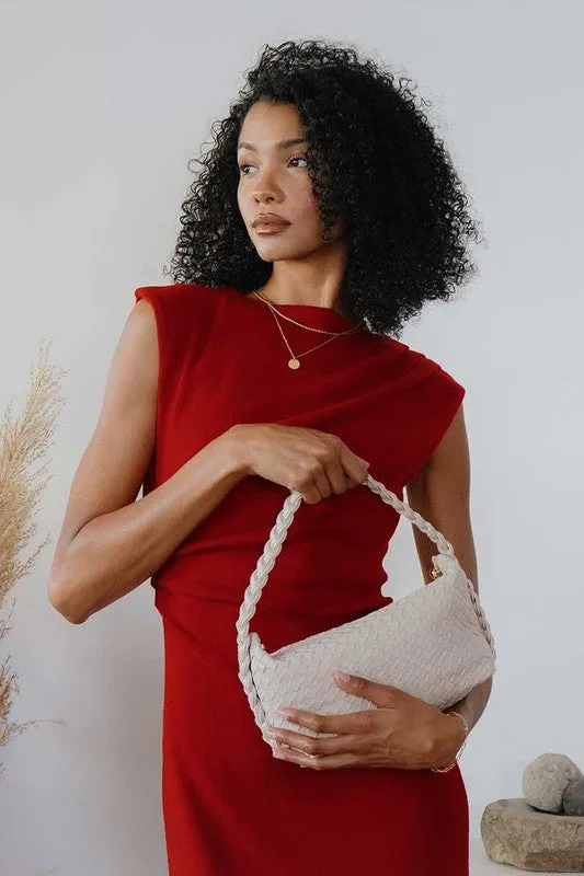 Melie Bianco Alma Ivory Woven Shoulder Bag