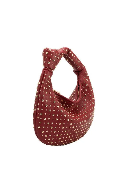 Melie Bianco Studded Red Brigitte Large Satchel Shoulder Bag