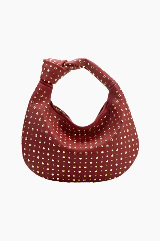 Melie Bianco Studded Red Brigitte Large Satchel Shoulder Bag