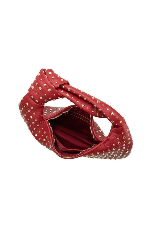 Melie Bianco Studded Red Brigitte Large Satchel Shoulder Bag