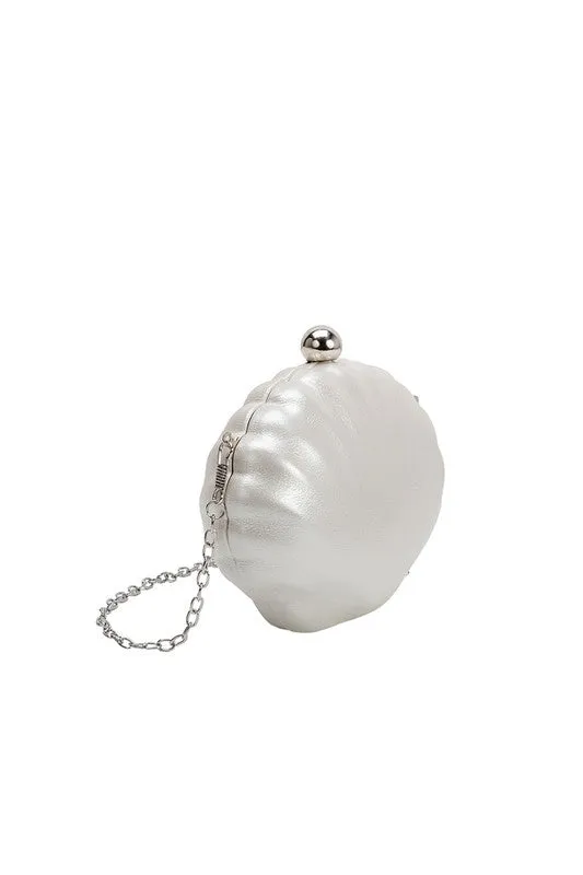 Melie Bianco Venus Pearl Shell Crossbody Clutch Bag