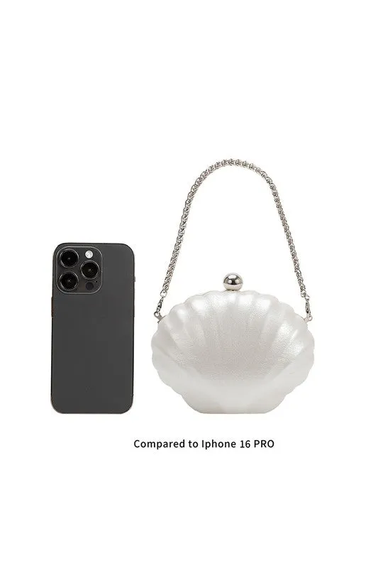 Melie Bianco Venus Pearl Shell Crossbody Clutch Bag
