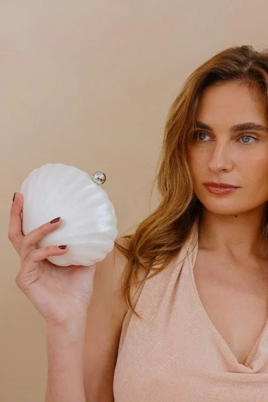 Melie Bianco Venus Pearl Shell Crossbody Clutch Bag