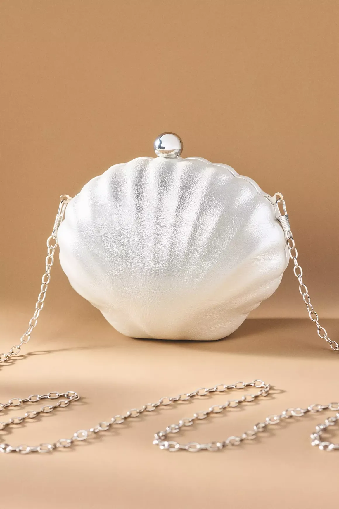 Melie Bianco Venus Pearl Shell Crossbody Clutch Bag